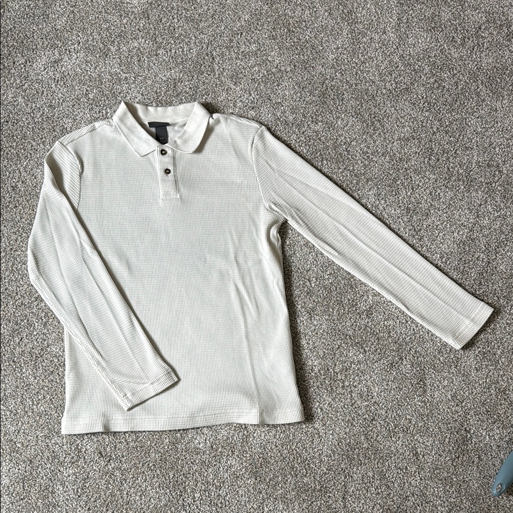 White Long Sleeve Collar Slim Shirt